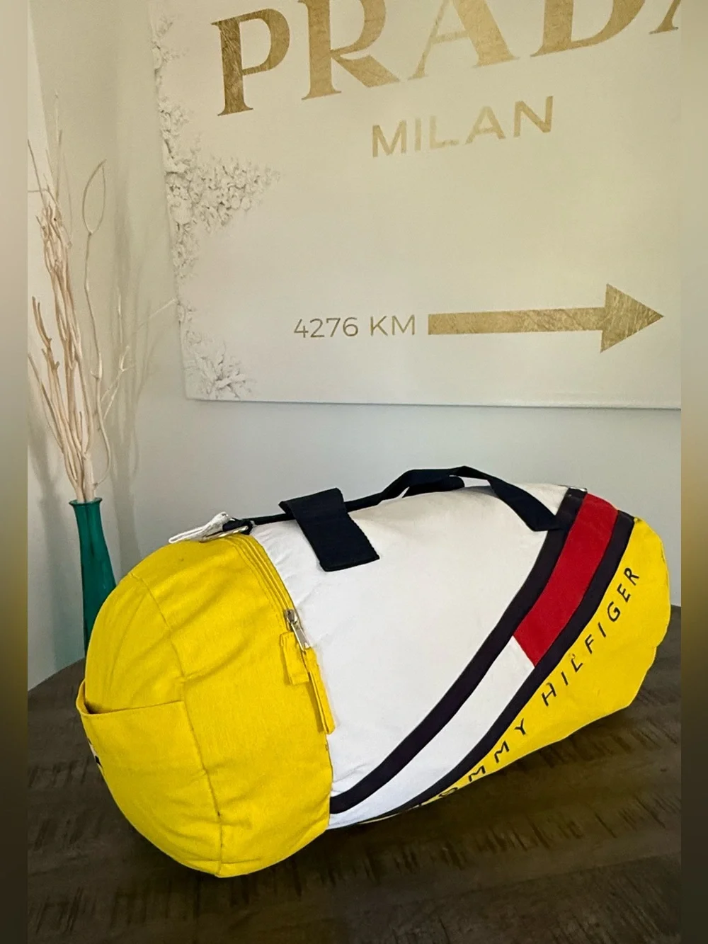 Tommy Hilfiger Yellow & White Duffel Bag